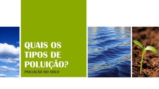 QUAIS OS
TIPOS DE
POLUIÇÃO?
POLUIÇÃO DO SOLO
 