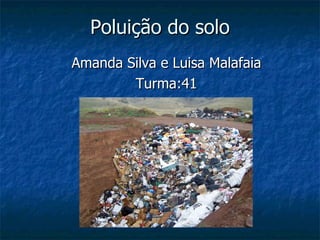 Poluição do solo
Amanda Silva e Luisa Malafaia
        Turma:41
 