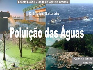 Poluição das Águas Carolina Santos 8ºB; nº7 Escola EB 2-3 Cidade de Castelo Branco Ciências Naturais 