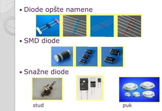  Diode opšte namene
 SMD diode
 Snažne diode
stud puk
 
