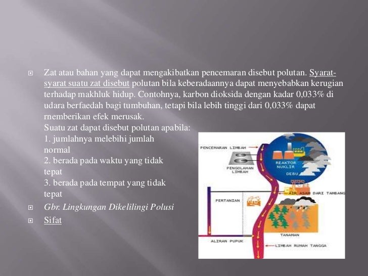 Zat Yang Dapat Menyebabkan Pencemaran Disebut - Sebutkan Mendetail
