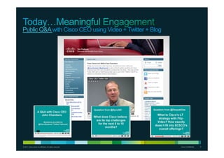 © 2011 Cisco and/or its affiliates. All rights reserved. Cisco Confidential 6
Public Q&Awith Cisco CEO using Video + Twitter + Blog
 