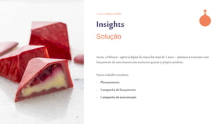 - Case CallebautRUBY -
Insights
Solução
Assim, a Pólvora! - agência digitalda marca há maisde 3 anos – planejoue executou esse
lançamentode uma maneira tão exclusivaquantoo próprio produto.
Nosso trabalhoenvolveu:
- Planejamento
- Campanha de lançamento
- Campanha de sustentação
 