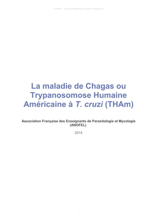 © UMVF - Université Médicale Virtuelle Francophone
La maladie de Chagas ou
Trypanosomose Humaine
Américaine à T. cruzi (THAm)
Association Française des Enseignants de Parasitologie et Mycologie
(ANOFEL)
2014
1
 