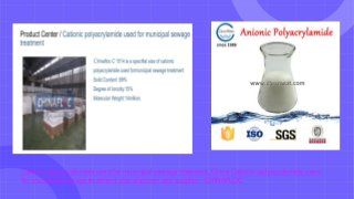 Cationic polyacrylamide used for municipal sewage treatment, China Cationic polyacrylamide used
for municipal sewage treatment manufacturer and supplier - CHINAFLOC
 
