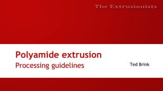 Polyamide extrusion 
Processing guidelines Ted Brink 
 