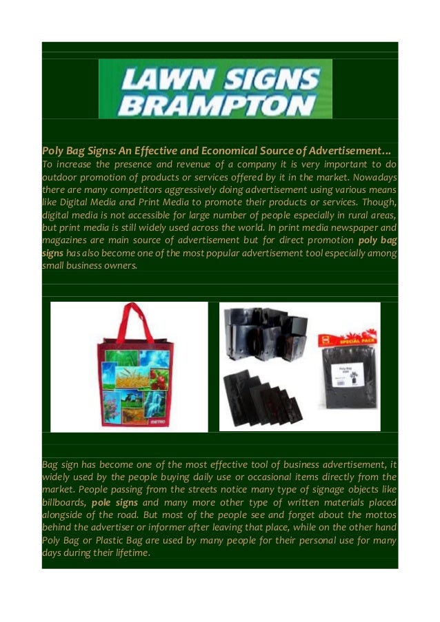 poly bag signs an effective and economical source of advertisement lawn advertising signs