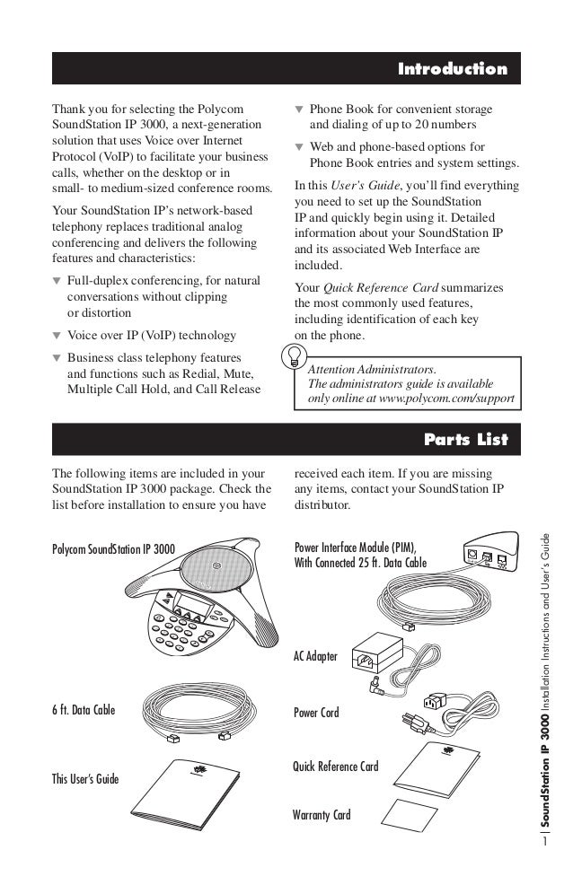 Polycom sound station ip3000 user guide