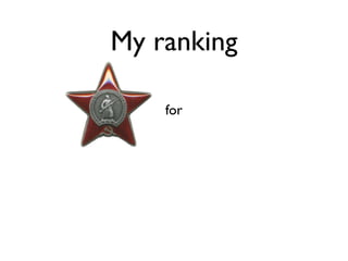 My ranking

    for
 