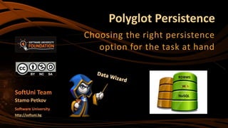 Polyglot Persistence
Choosing the right persistence
option for the task at hand
SoftUni Team
Stamo Petkov
Software University
http://softuni.bg
 