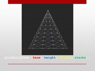 glutSolidCone (base, height, slices, stacks);
 