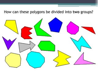 How can these polygons be divided into two groups?
 