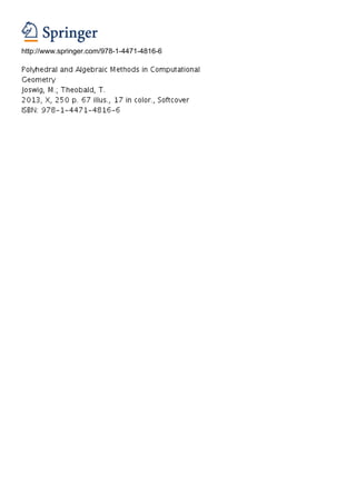 Polyhedral and algebraic method in computational geometry | PDF