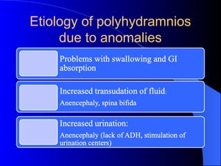 Etiology of polyhydramnios
due to anomalies
 