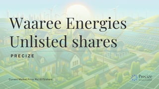 P R E C I Z E
Waaree Energies
Unlisted shares
Current Market Price: Rs.1,875/share
 