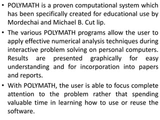Polymath For Chemical Engineers | PPTX