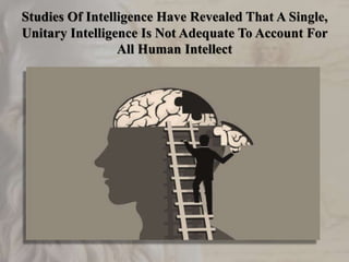 Studies Of Intelligence Have Revealed That A Single,
Unitary Intelligence Is Not Adequate To Account For
All Human Intelle...