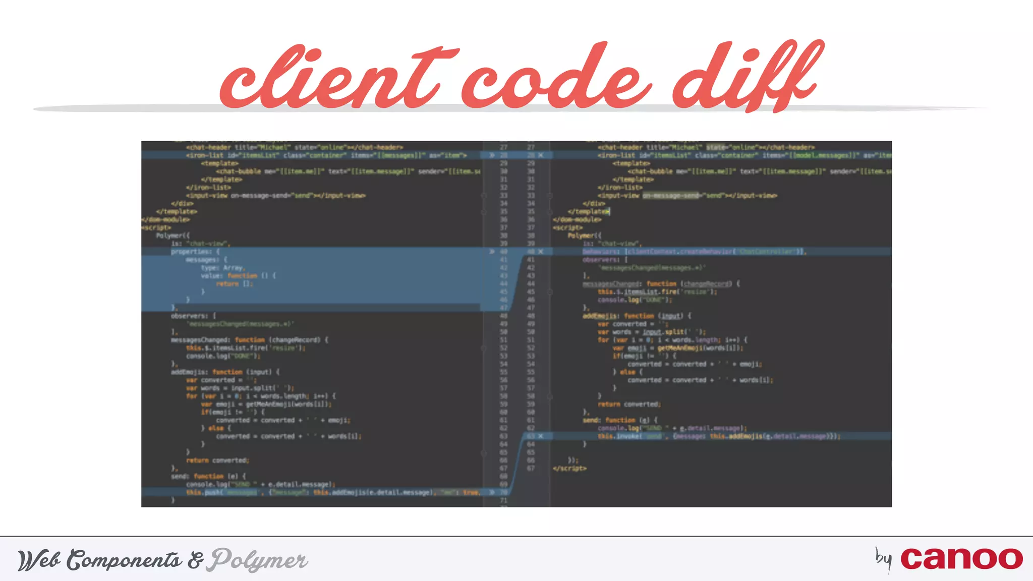 PolymerWeb Components & by
client code diff
 