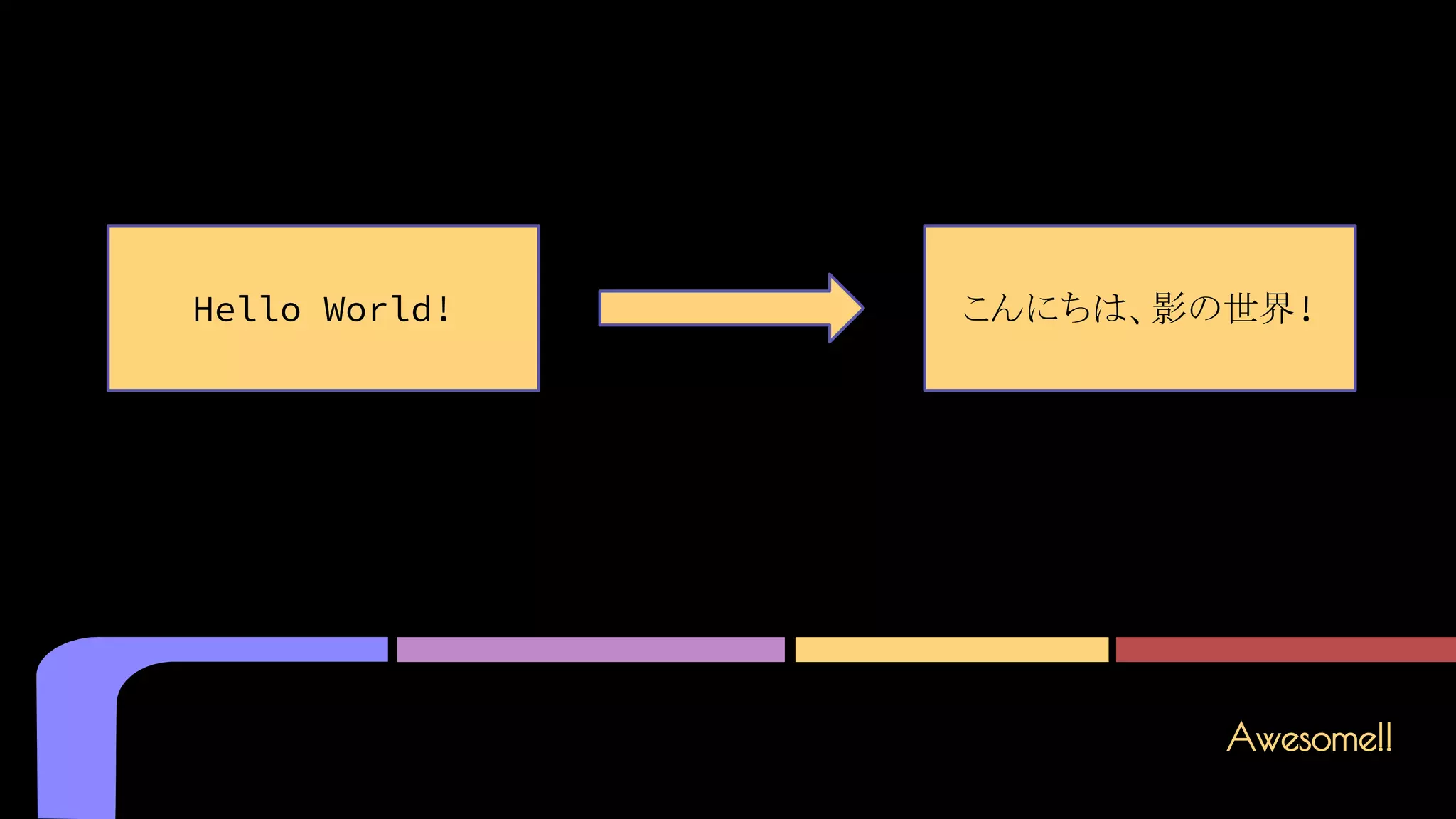 Awesome!!
Hello World! こんにちは、影の世界!
 
