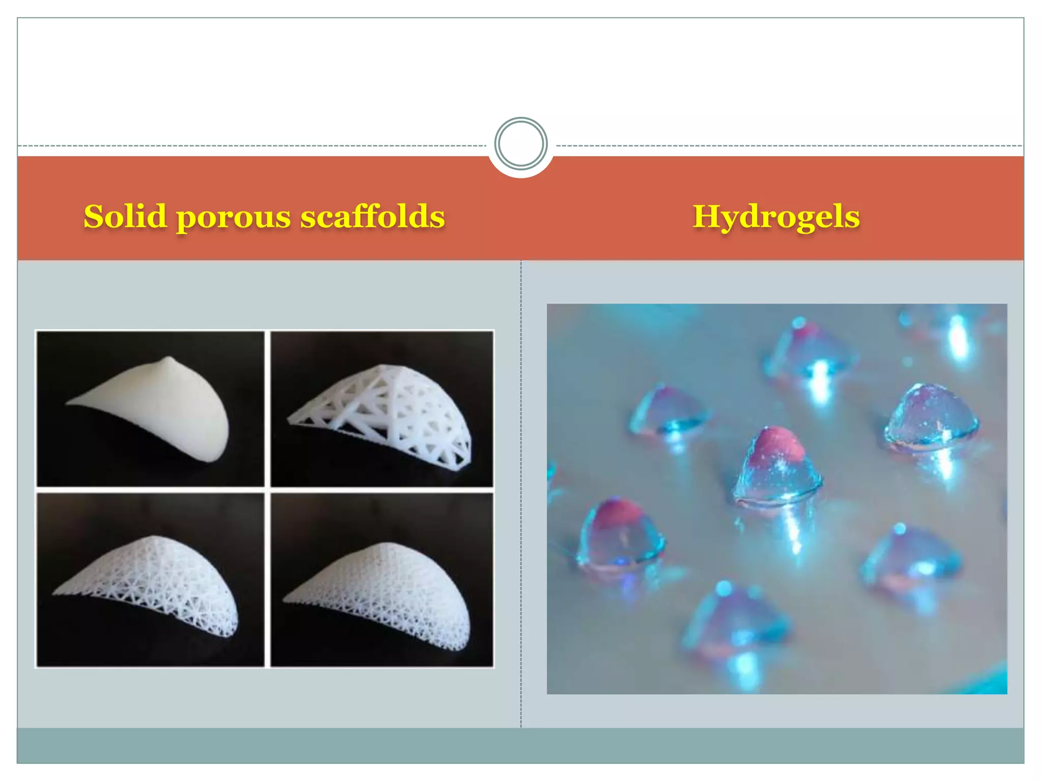 Solid porous scaffolds Hydrogels
 