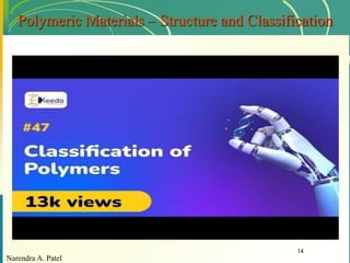 Narendra A. Patel
14
Polymeric Materials – Structure and Classification
 