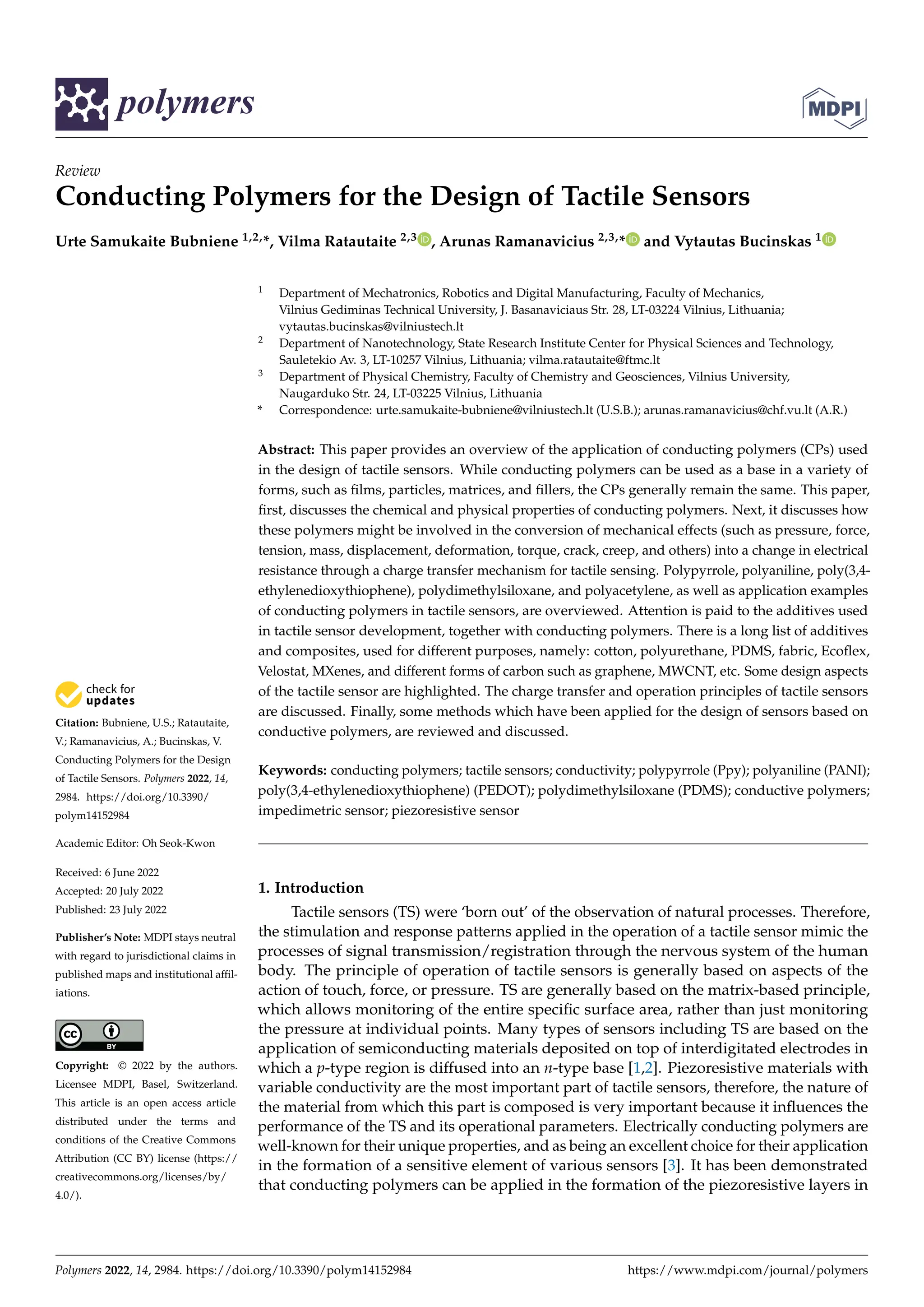 conducting polymers for the design of sensors | PDF