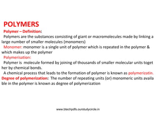Polymers pdf engineering first year student | PDF