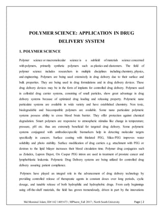 Polymer science in drug delivery system | DOCX