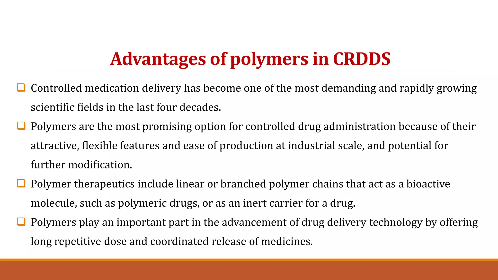 Polymers in controlled release Drug Delivery System | PDF
