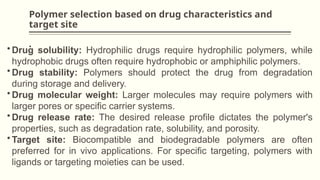 polymers used in controlled release drug delivery system 20 aug.pptx