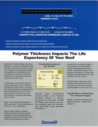 Importance of &quot;Polymer Thickness&quot; in synthetic roofing membrane