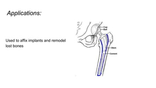 Applications:
Used to affix implants and remodel
lost bones
 