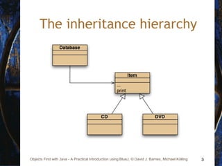 3Objects First with Java - A Practical Introduction using BlueJ, © David J. Barnes, Michael Kölling
The inheritance hierarchy
 