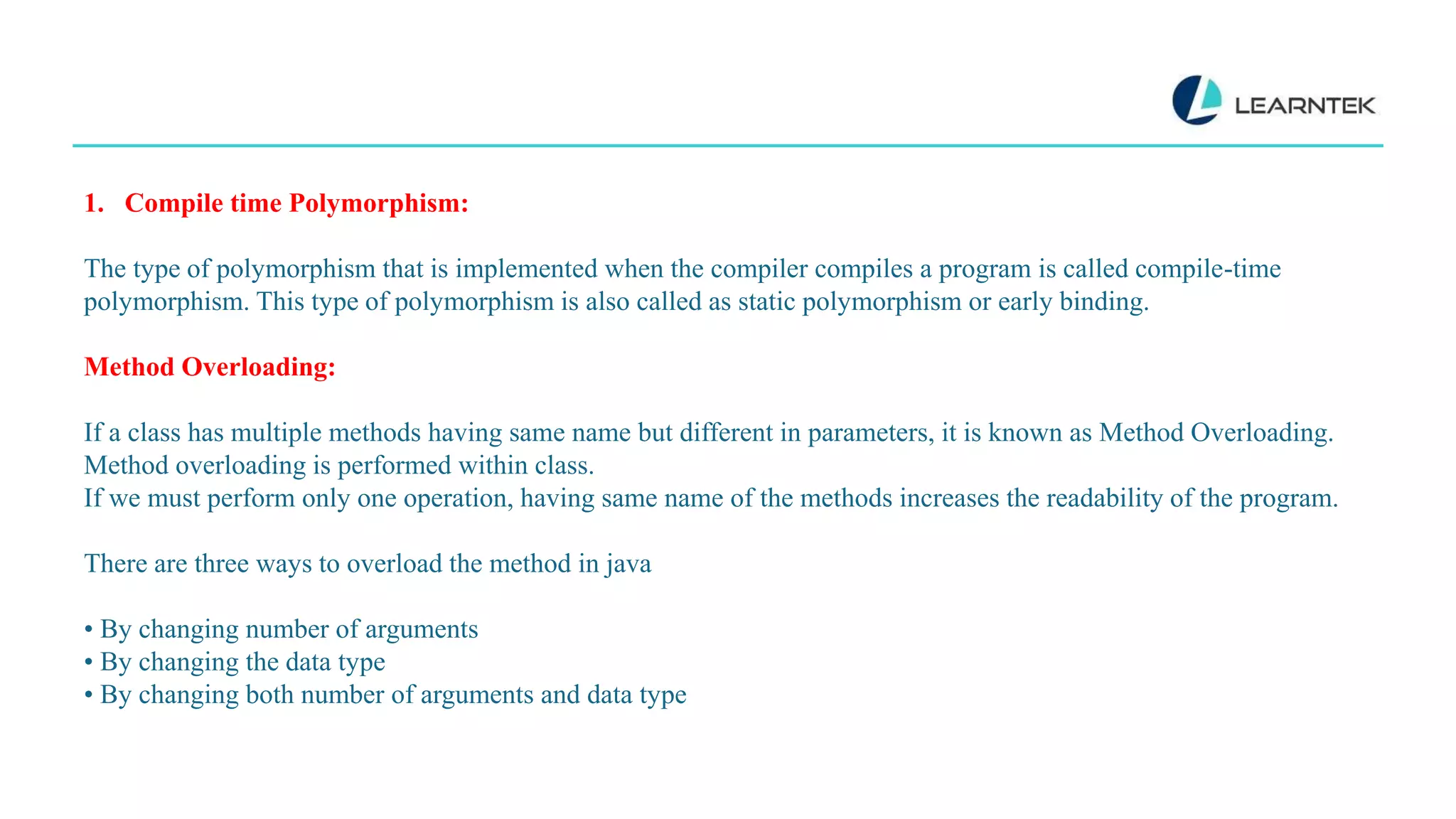 Polymorphism in java | PPTX | Programming Languages | Computing