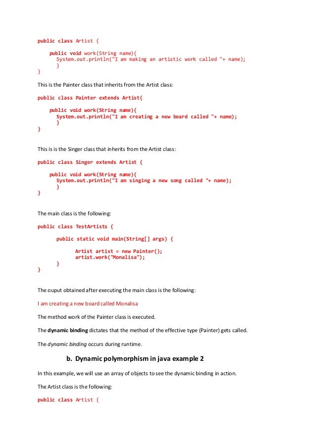 dynamic polymorphism java example dynamic polymorphism java example