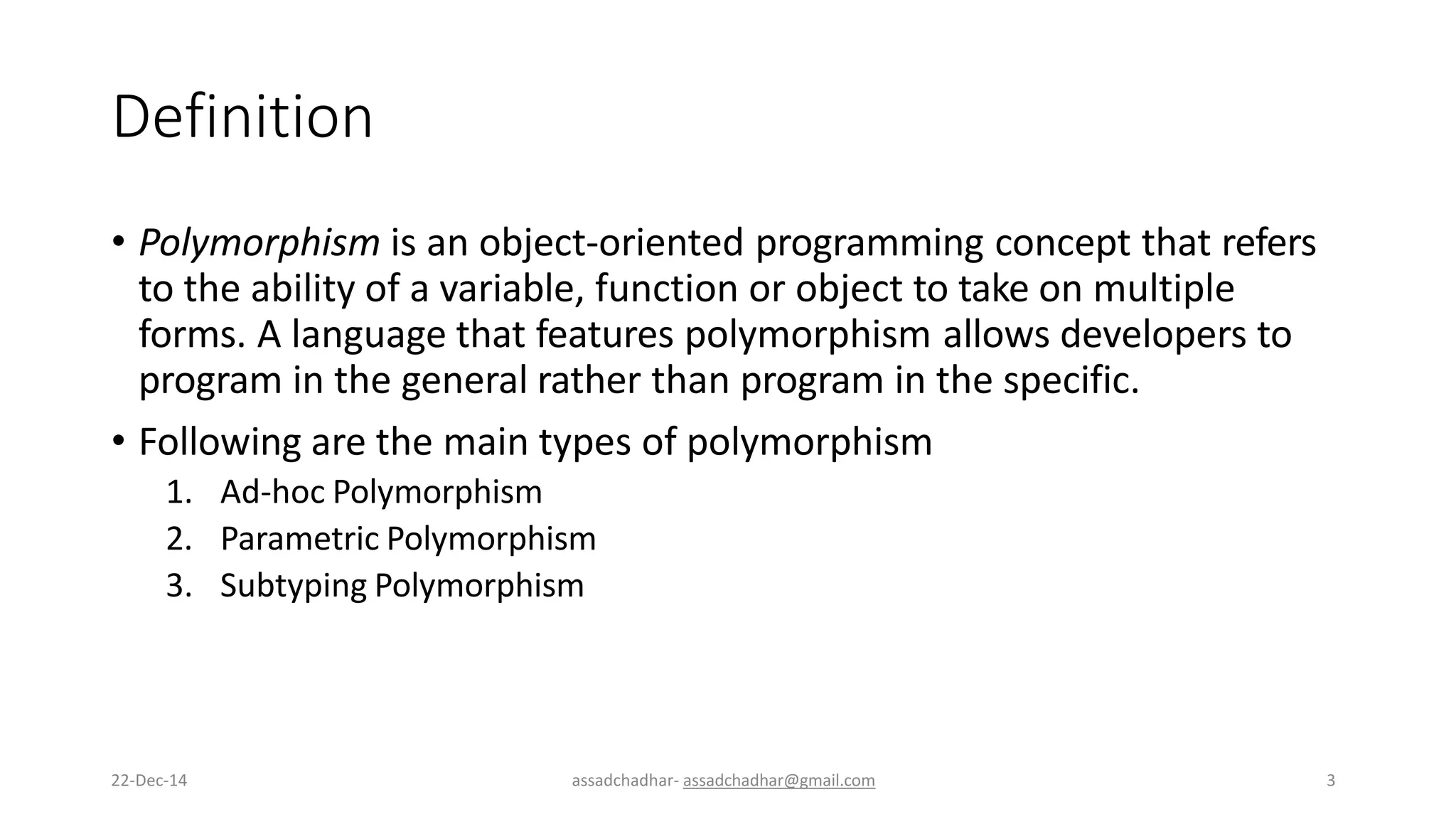 Polymorphism Oop Polymorphism Oop