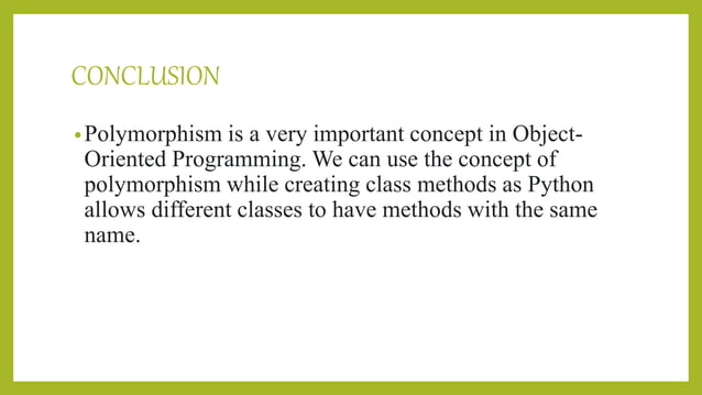 Polymorphism in Python | PPTX | Programming Languages | Computing