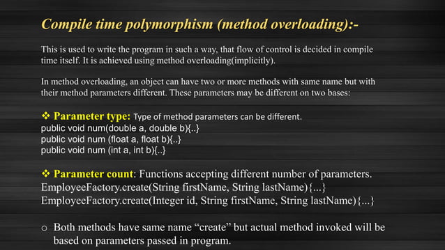 Polymorphism presentation in java | PPTX