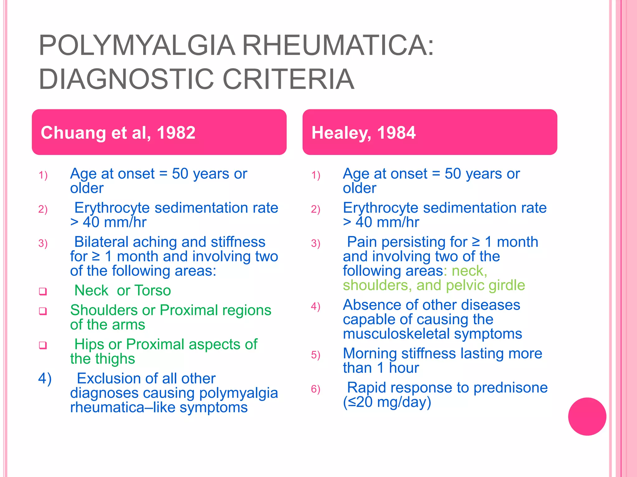 Polymyalgia rheumatica and giant cell arteiritis | PPTX