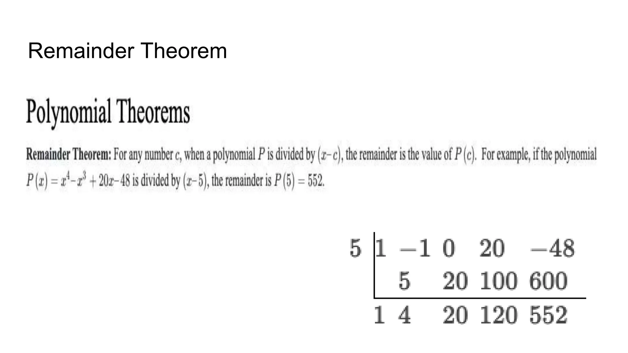 Remainder Theorem