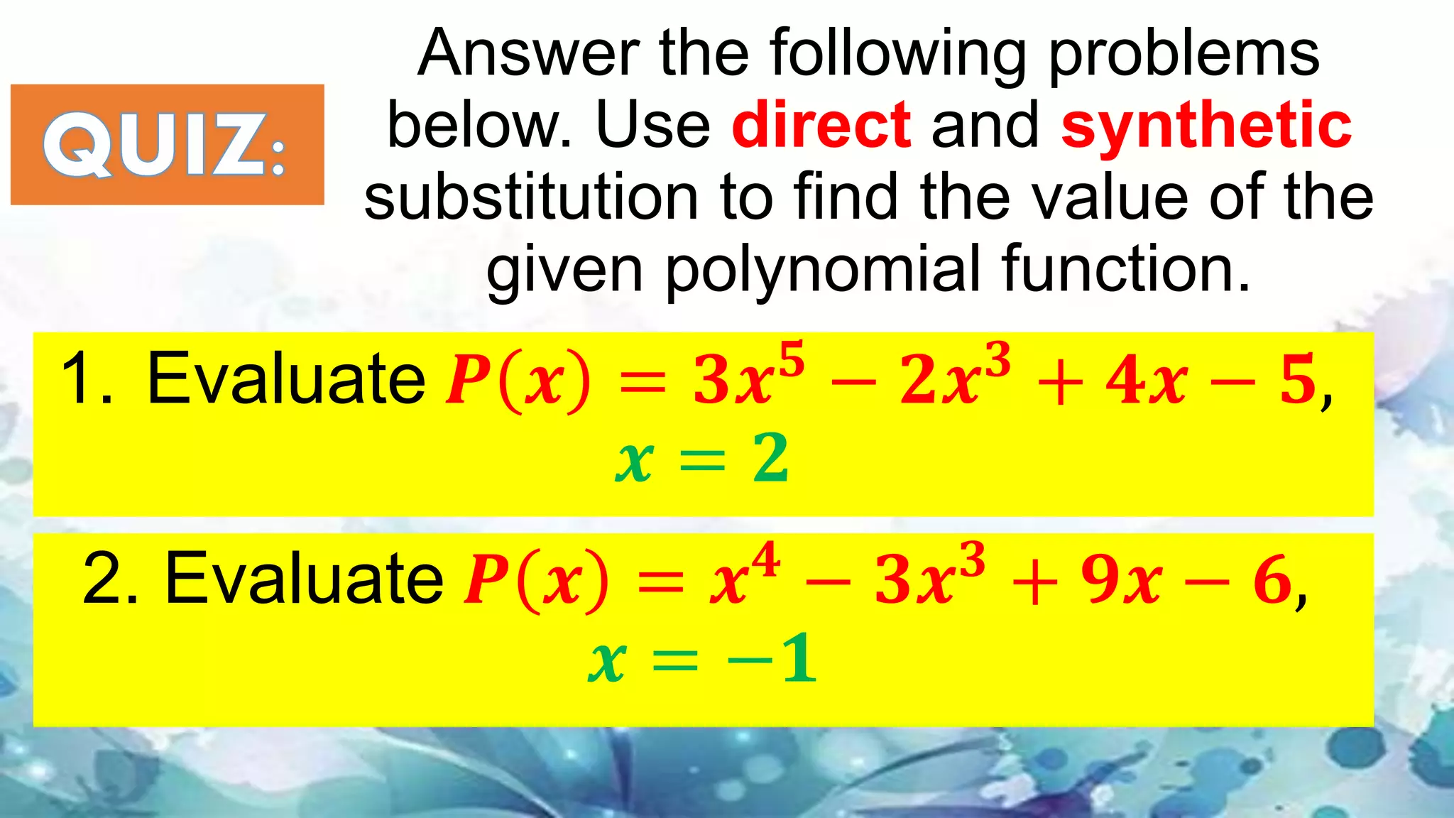 Polynomial function 10 | PPT