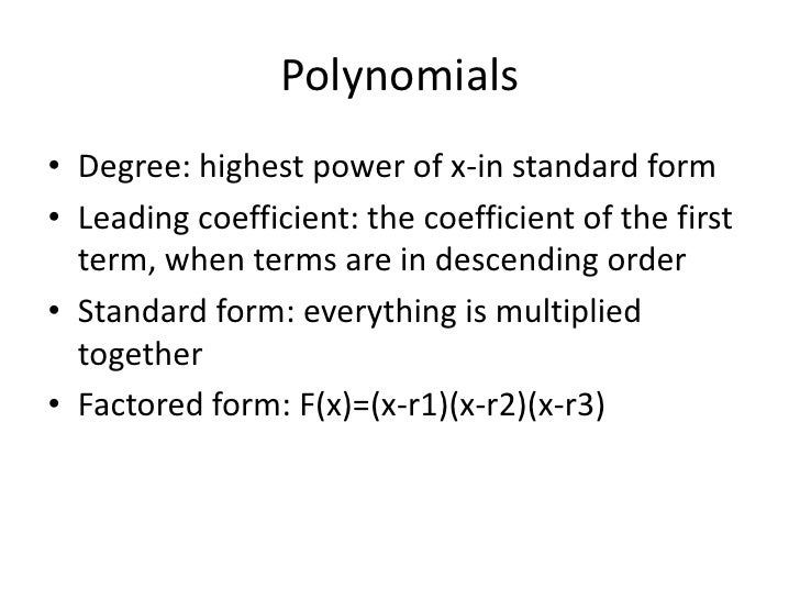 Polynomial functions