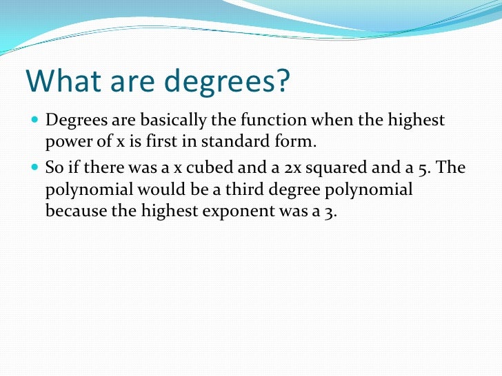 polynomial functions standard polynomial form