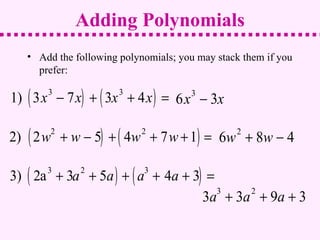 Adding Polynomials | PPT