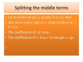 Polynomials Middle Term Polynomials Class 9th | PPTX