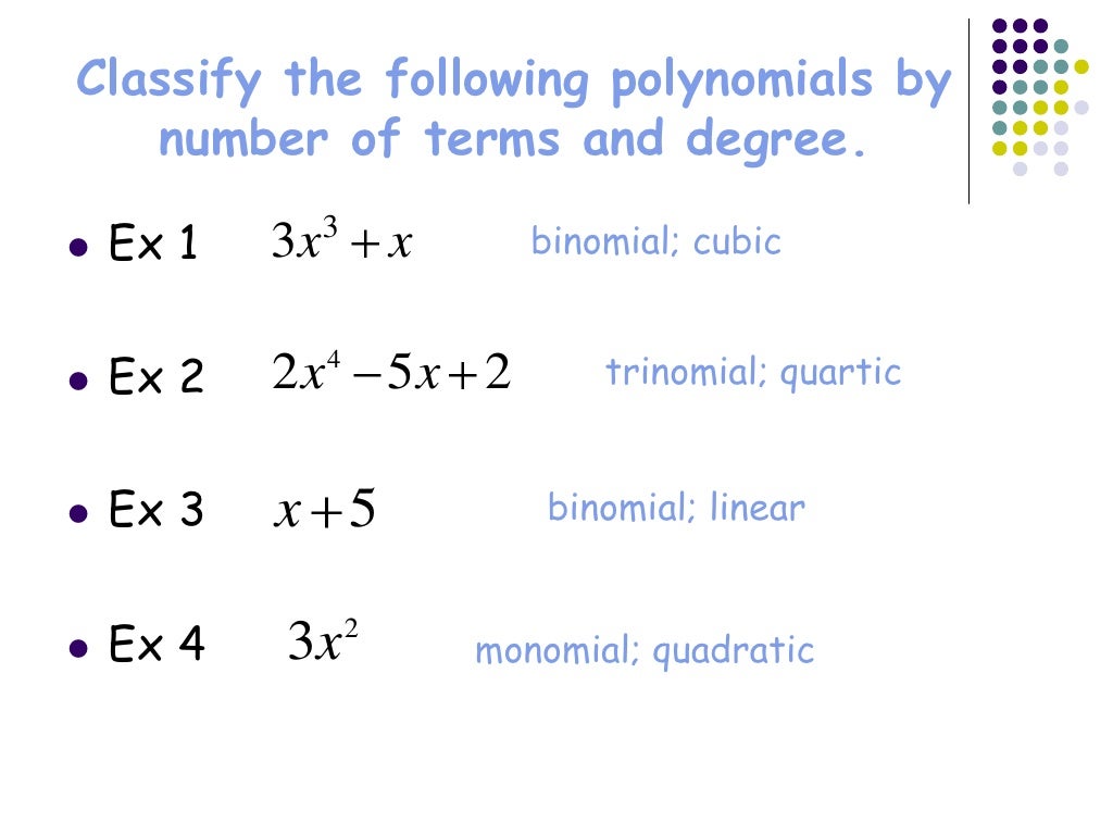 Polynomials Unit 3 Lessons 1-2