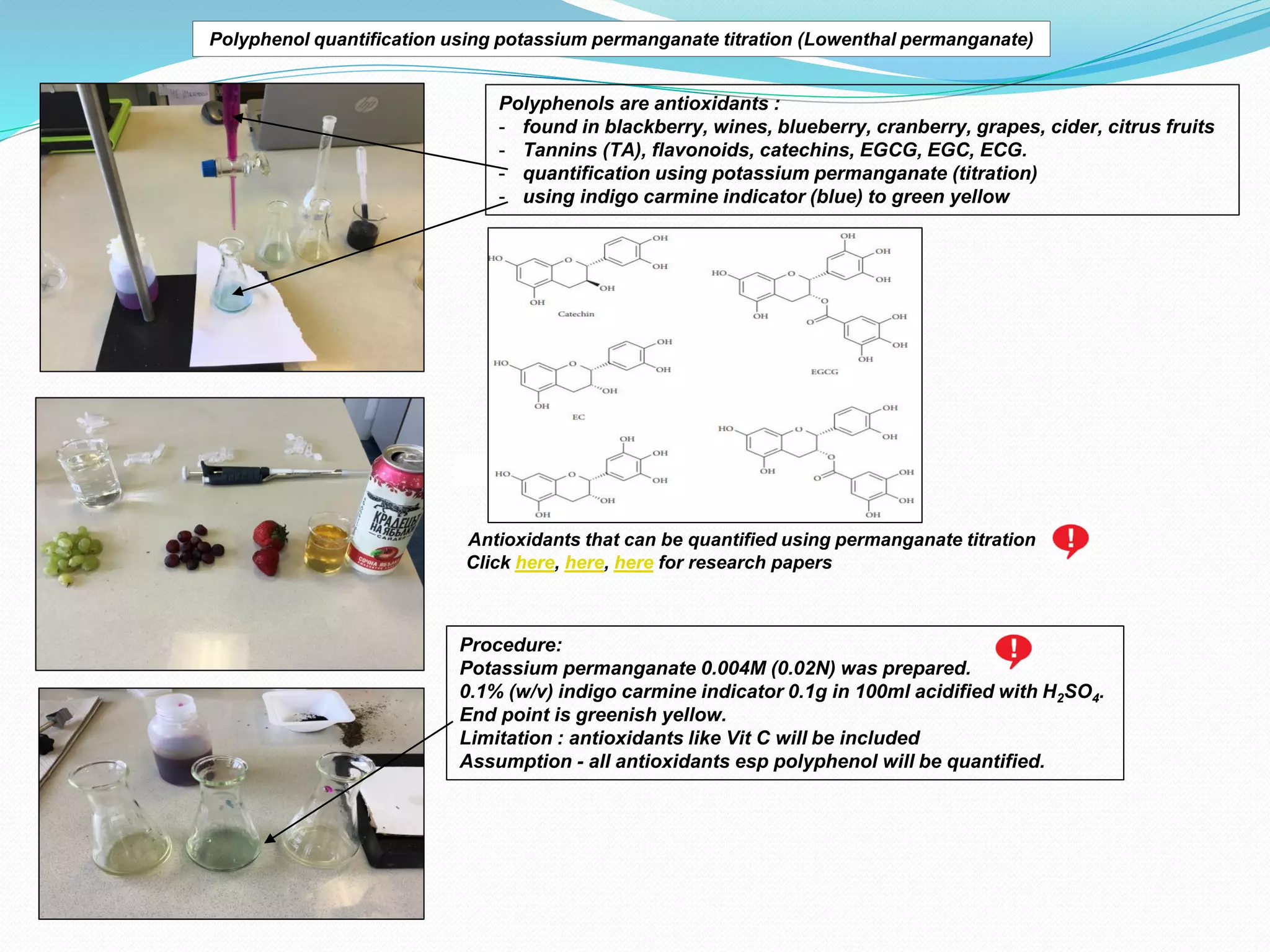IA on polyphenol quantification using potassium permanganate titration