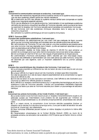 Tous droits réservés au Tutorat Associatif Toulousain
Sauf autorisation, la vente, la diffusion totale ou partielle de ce polycopié sont interdites   103
 