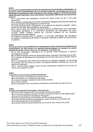 Tous droits réservés au Tutorat Associatif Toulousain
Sauf autorisation, la vente, la diffusion totale ou partielle de ce polycopié sont interdites   107
 