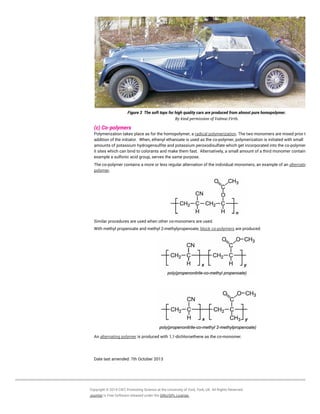 Polymers In Cars Poly(propenonitrile) (polyacrylonitrile) | PDF